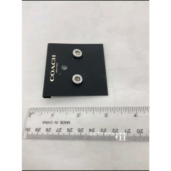 NWT Coach Silvertone Crystal Stud Earrings - Picture 4 of 4